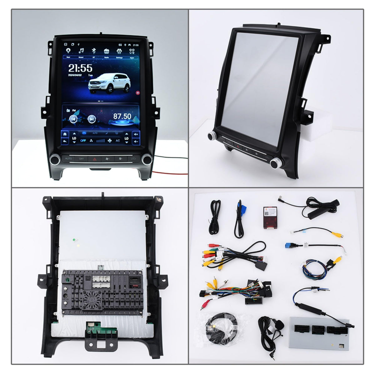 12.1 Inch Vertical Touch Screen Car Radio, 2+32GB GPS Navigation Multimedia Player Replacement for Ford Everest Ranger 2015-2021 (Auto AC Models) Upgrade Tesla Style Head Unit