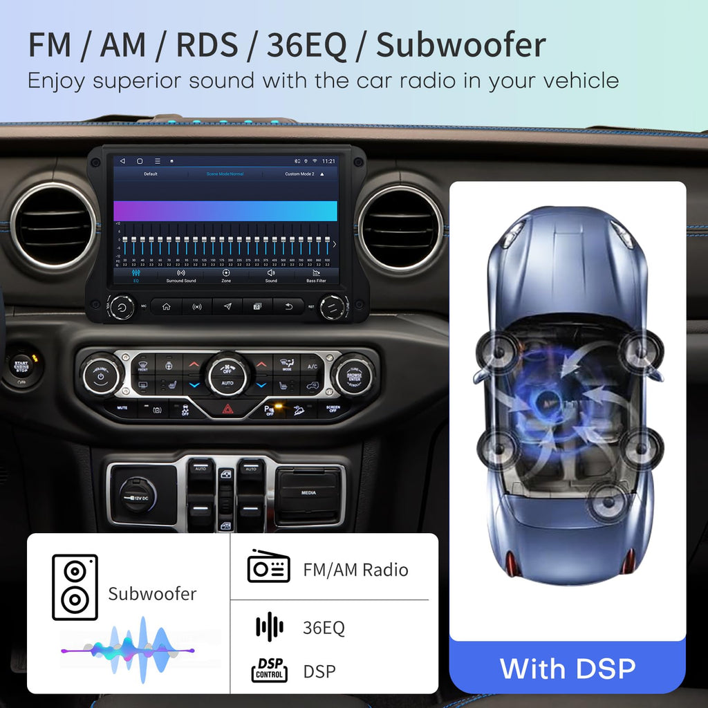 Car Radio for Jeep Wrangler JL & Gladiator JT 2018 2019 2020 2021 2022