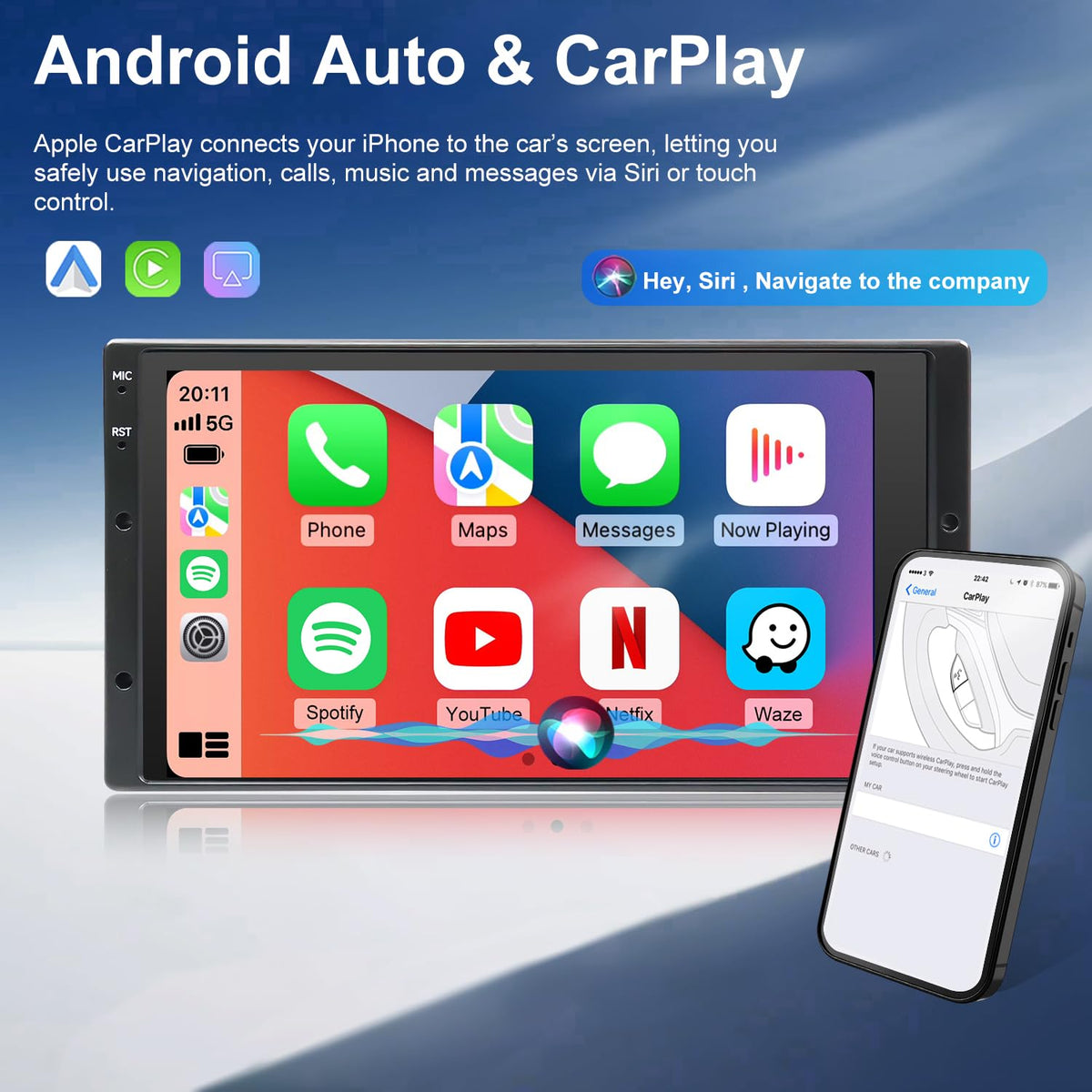 Upgrade Radio for Ford F150 1999-2003, F250/F350 1998-2004, Expedition 1999-2002, Explorer 1998-2001, 6.8 Inch Touch Screen Car Stereo Wireless Carplay Android Auto Bluetooth Backup Camera WiFi FM GPS