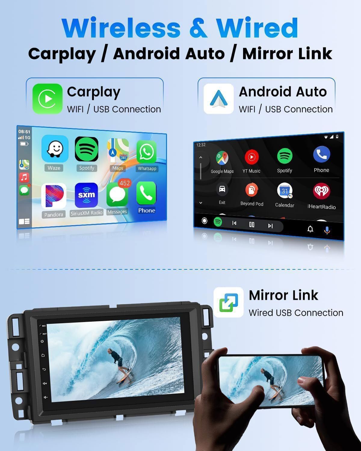 4 Core Android 14 Car Stereo Radio for Chevrolet Malibu 2008 2009 2010 2011 2012 2+64G for Carplay Wireless & Andriod Auto Touch Screen 10 inch for Chevrolet Malibu GPS Navigation