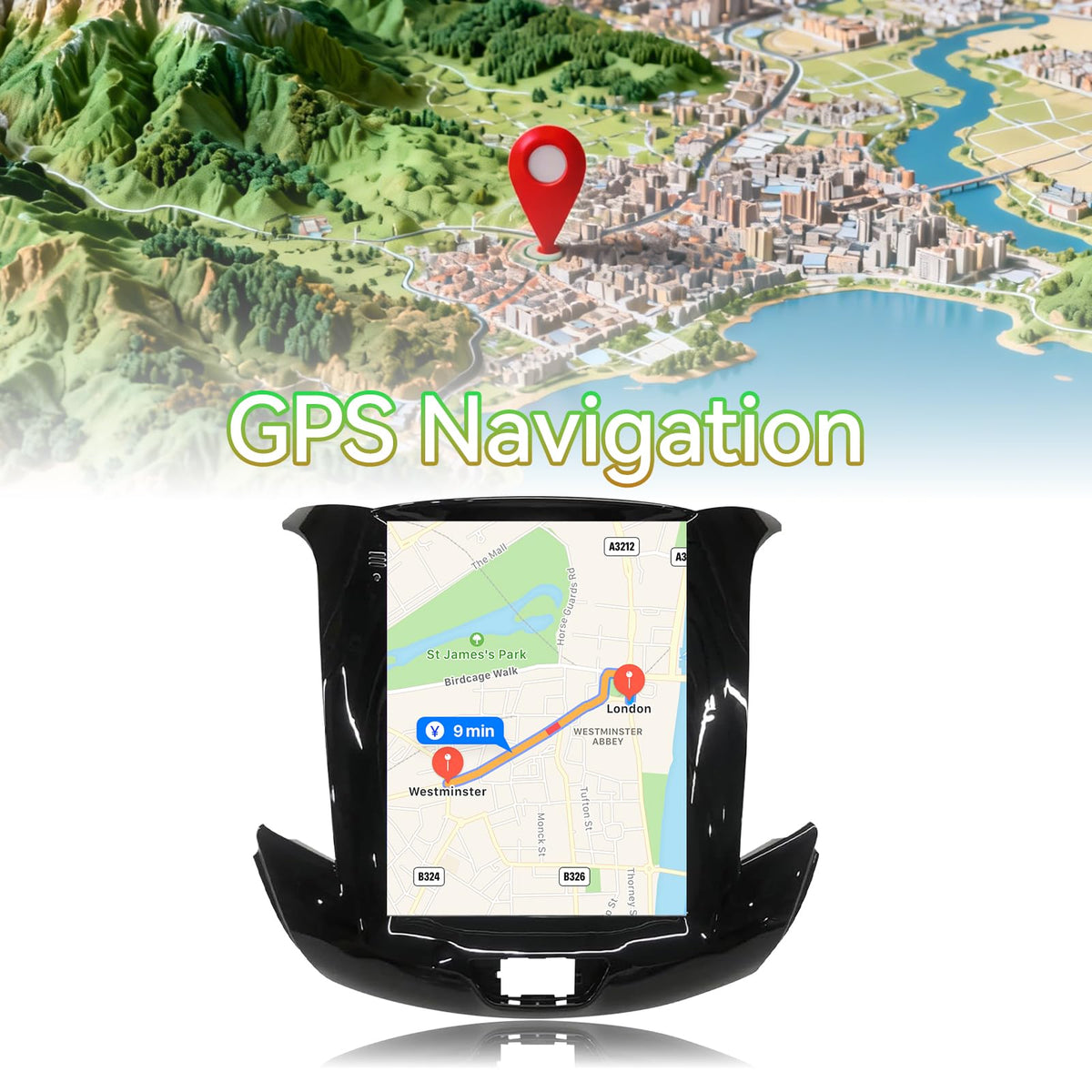 Android 14 Car Radio Stereo Compatible with Chevrolet Cruze 2016-2018, 9.7" Touch Screen Wireless CarPlay & Android Auto GPS Navigation FM Radio Upgrade Bluetooth HD Backup Camera 2GB+64GB