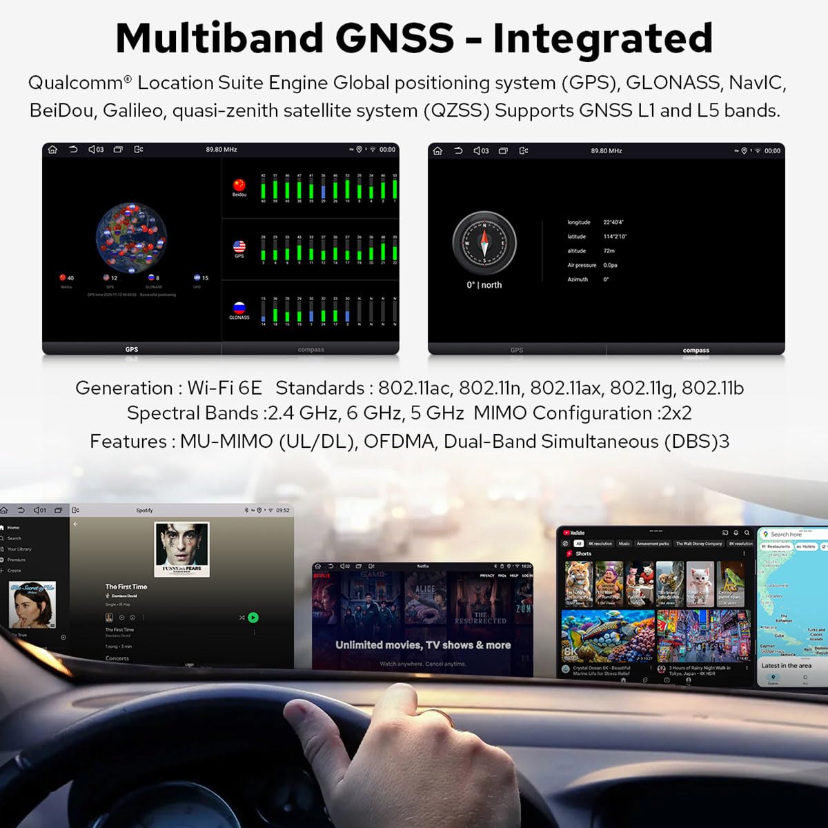 JOYING 11.5 Inch Double Din Car Stereo 2K QLED Touch Screen with Wireless CarPaly & Android Auto, Android 13 Radio 12GB+256GB Head Unit, GPS Navigation, Bluetooth, 5G WiFi, DSP, SWC(JY-UTD12N12)