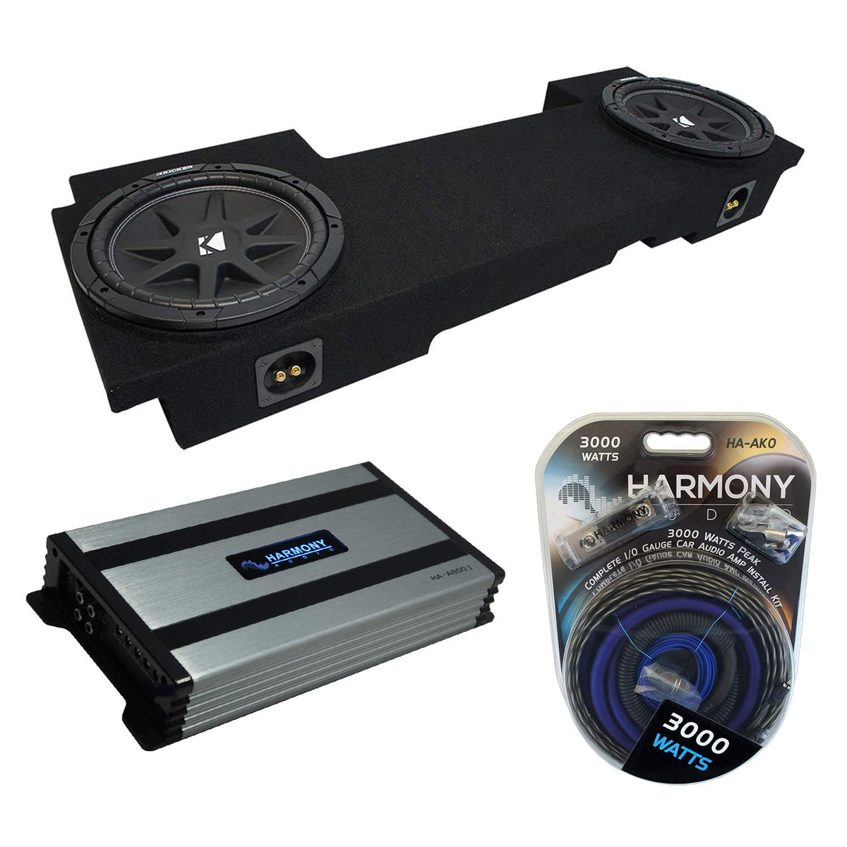 Kicker Comp C12 Dual 12" Sub Box with Amp Fits 02-13 Silverado HD Crew Cab