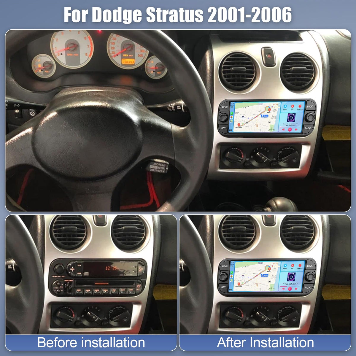 6.86 Inch Android 15 Car Stereo Radio for Dodge Stratus 2001-2006