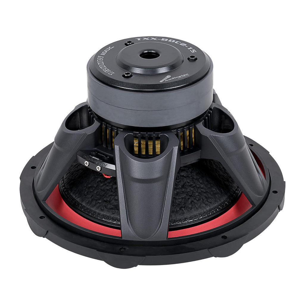 Audiopipe 15" Double Stack Composite Cone Subwoofer (TXX-BDC2-15), Superior Performance, 1800W Max Power, 3" BASV Dual Voice Coil, Aluminum Basket, Multi-Connect Terminals, Dual 4 Ohms