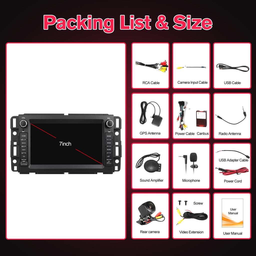 7 Inch Car Radio for Chevy Traverse 2008-2012 IPS Touchscreen Android 13 Stereo with Wireless CarPlay Android Auto, 4+64G GPS Navigation Bluetooth Backup Camera Steering Wheel Control
