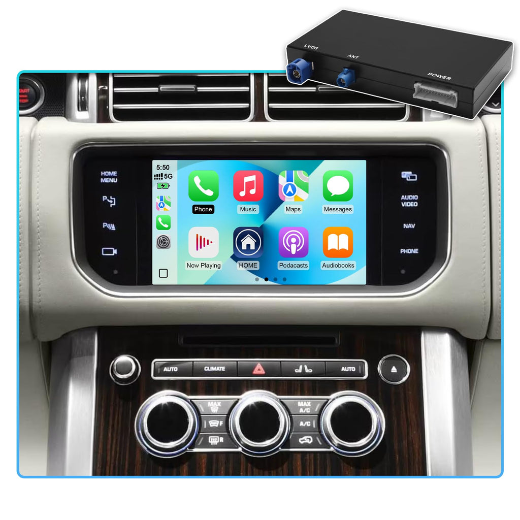 Wireless Carplay & Android Auto Retrofit Kit for Land Rover Range Rover Evoque Discovery 4 Jaguar XE XF F-PACE Bosch System – Support Mirror Link, Steering Wheel Control, OEM Camera, 5GHz WiFi