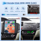 Inefala 9.7" Stereo for Honda Civic 2012 2013 2014 2015 Android 15 CarPlay