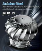 Attic Air Vent Ventilating Fan Roofing Wind Turbine, 304 Stainless Steel Non Power Roof Ventilator Fan for Houses Factory, Fireplace Chimney Cap,160MM/6.2IN