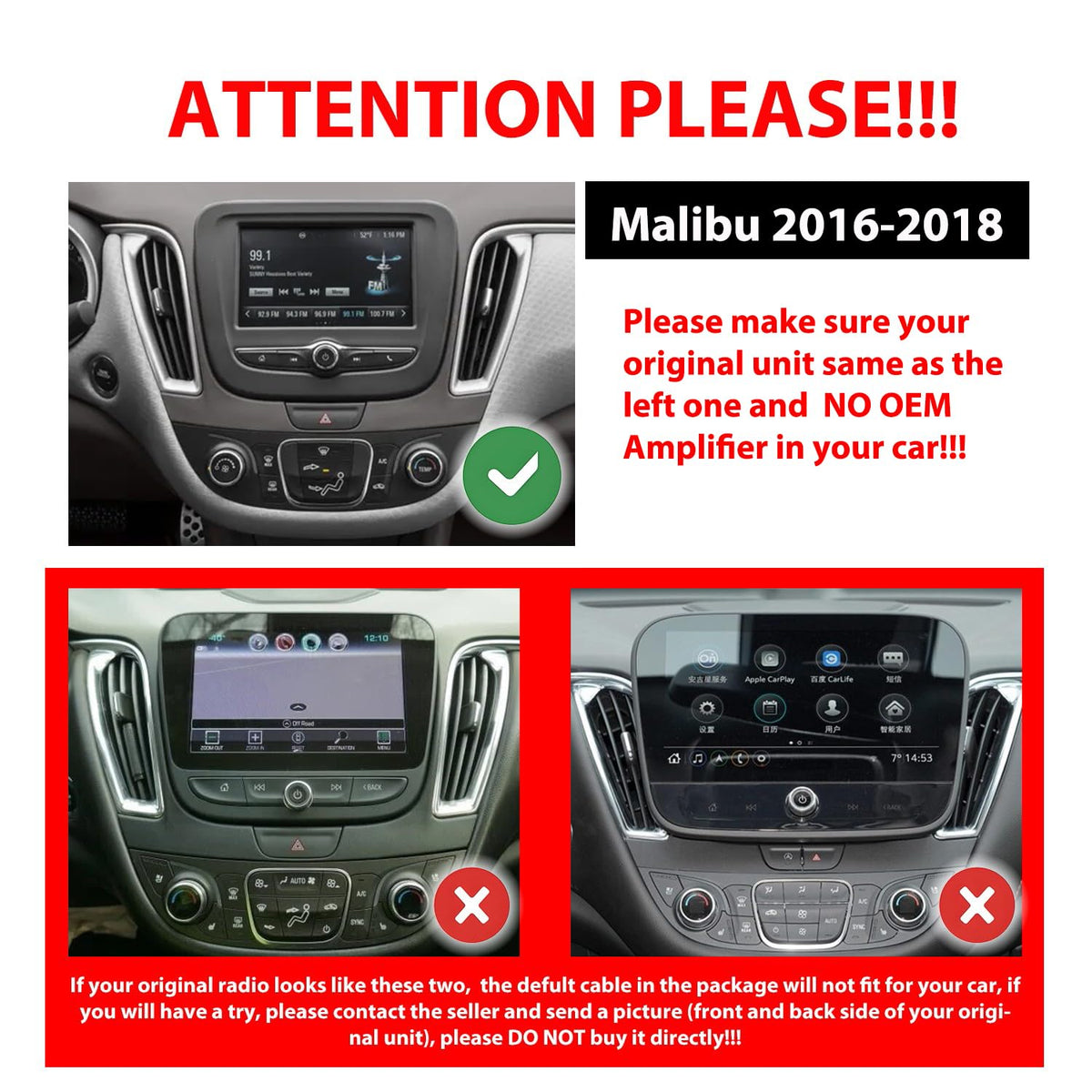 [8 Core 6G 128G] Android Car Stereo FM Radio Carplay Android Auto Touchscreen Headunit Media Player with Backup Camera for Malibu XL 2016 2017 2018