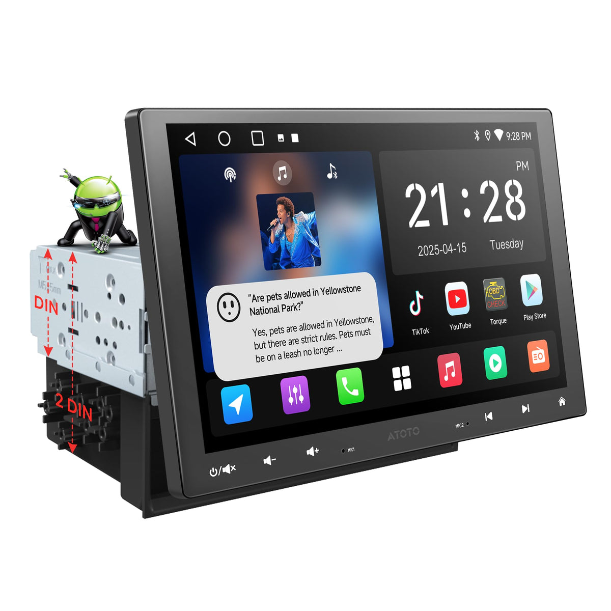 A5L 10inch QLED Android Double DIN & Single DIN Car Stereo,Wi-Fi/BT/USB