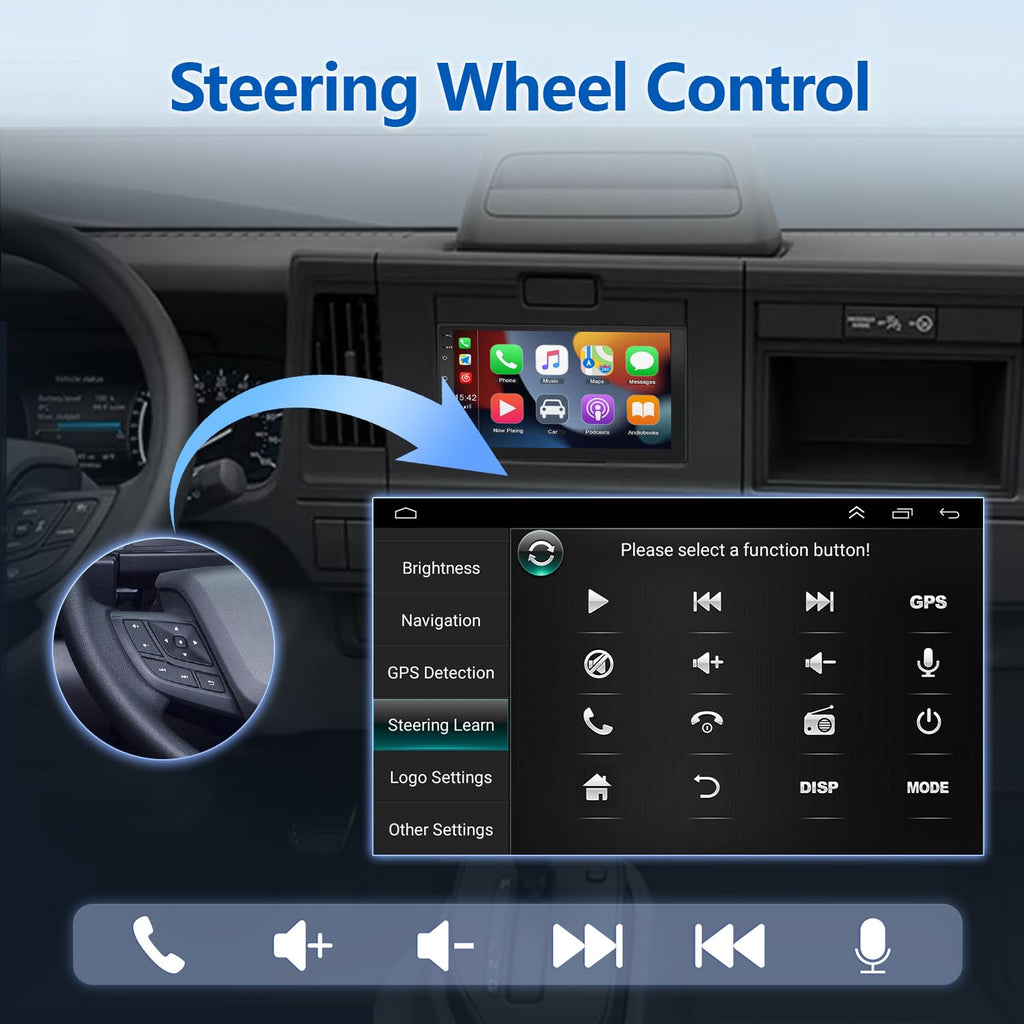 Android 14 Car Stereo Radio Fit for 2009-2020 Isuzu N Series (NNR/NPR/NPS/NQR) Truck 7 HD Touchscreen Wireless Car-Play Android Auto Bluetooth Stereo w/Backup Cam+Mic | GPS | WiFi | FM | 4+64G