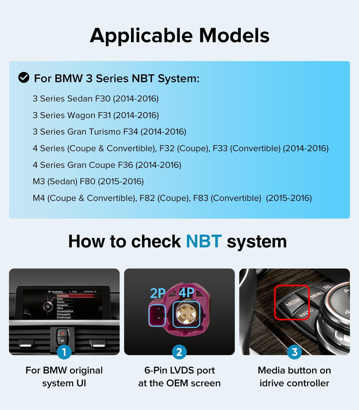 10.25" Linux CarPlay Radio Screen for BMW 3/4 Series (NBT System) 2013-2016