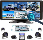 11-Inch 6 Split Touchable 128GB Large Audio Screen 1080P Backup Camera Monitor & Built-in DVR Video Recorder for RV Truck Trailer Rear Side Front Reversing View Wired System Image Waterproof DCM06