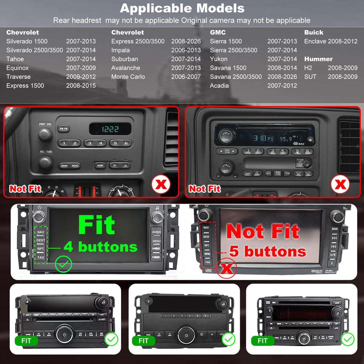 Upgrade 7'' Car Radio for Chevy Chevolet Silverado 1500/2500/3500 2007-2013