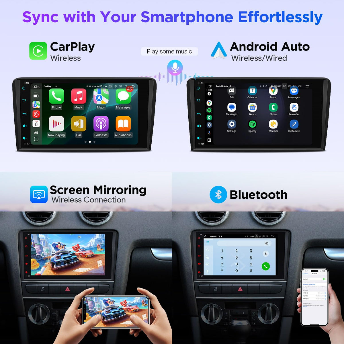 XTRONS Car Stereo for Audi A3 S3 RS3, Android 14 Qualcomm Octa Core 8GB+256GB Car Radio, 8 Inch IPS Touch Screen GPS Navigation for Car Bluetooth Head Unit Built-in DSP CarPlay Android Auto