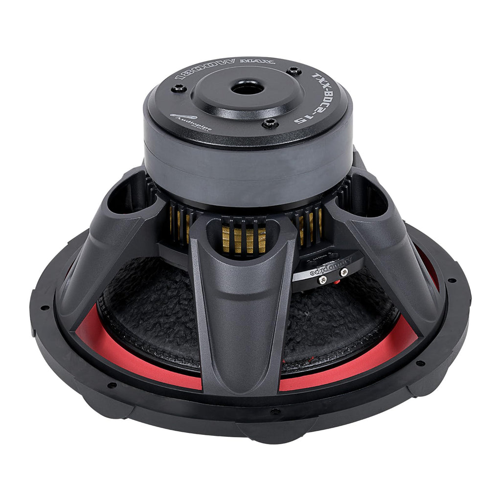 Audiopipe 15" Double Stack Composite Cone Subwoofer (TXX-BDC2-15), Superior Performance, 1800W Max Power, 3" BASV Dual Voice Coil, Aluminum Basket, Multi-Connect Terminals, Dual 4 Ohms