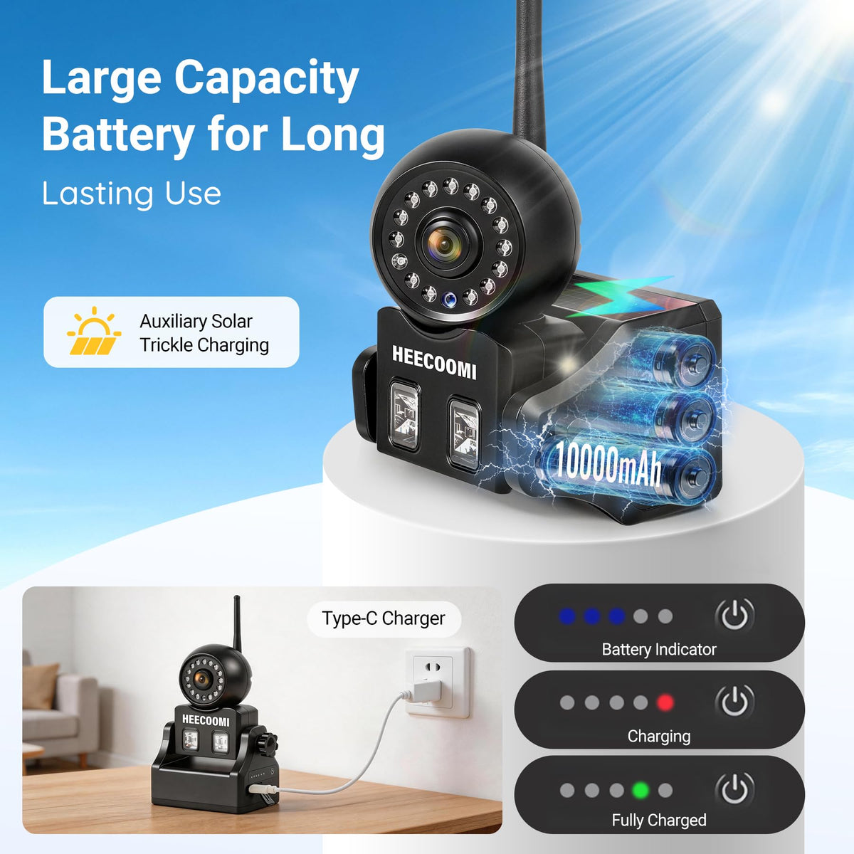 360° Adjustable Magnetic Solar Wireless Backup Camera System – 7" 1080P Touchscreen, DVR Recording, IP69K Waterproof, Auto-Sleep & Night Vision for RV, Truck, Trailer, SUV & Camper, ART2