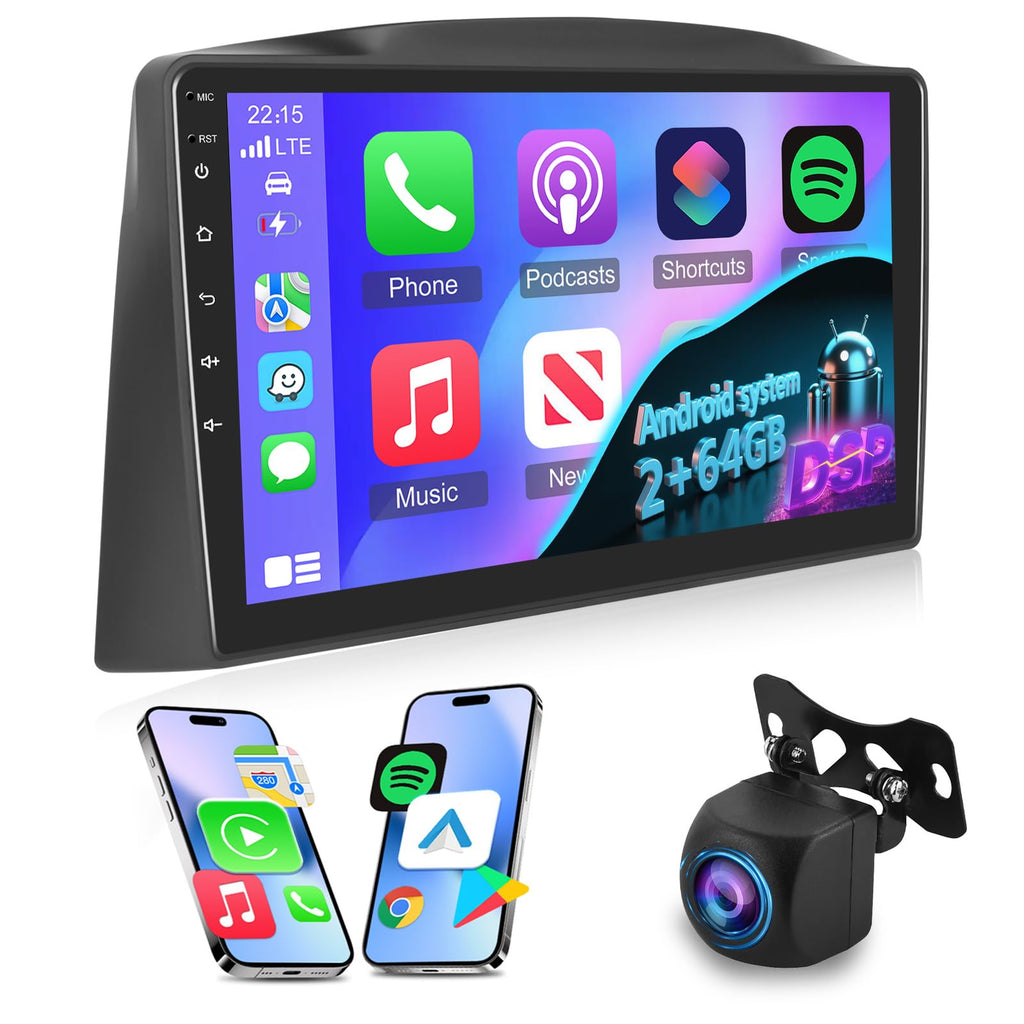 [2+64G] Car Stereo for Jeep Grand Cherokee 2005 2006 2007, 10.1 Inch Touchscreen Android Radio - Wireless Carplay & Android Auto, DSP/EQ, 5G/WiFi, GPS, Multi UI, SWC + Backup Camera + Canbus