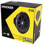 Kicker 43C154 Comp 15" 500 Watt Car Audio Subwoofer+Sealed Sub Box Enclosure