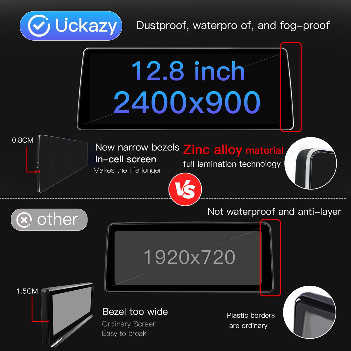 12.8" QLED for BMW 3/4 F30-F36 NBT 2013-2016 CarPlay Android