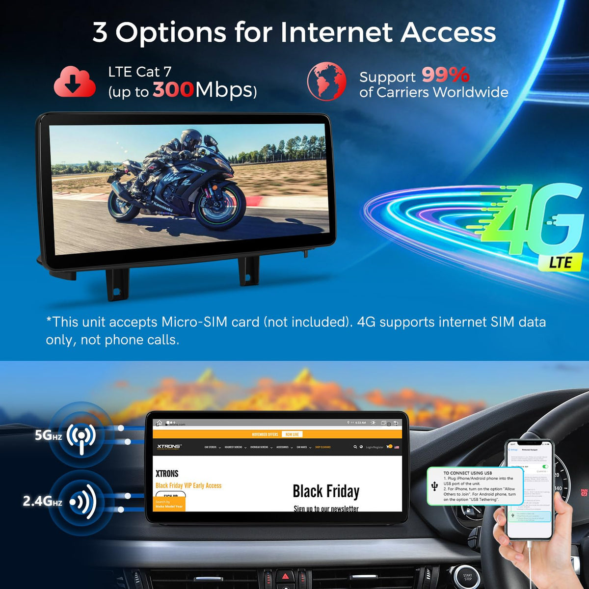 XTRONS 12.3 Inch Android 14 Car Stereo for BMW X5 F15 X6 F16 2017 2018 2019 NBT EVO System, IPS Touch Screen 4+64GB Global 4G Car Radio GPS Navigation Support Wireless Car Play Android Auto