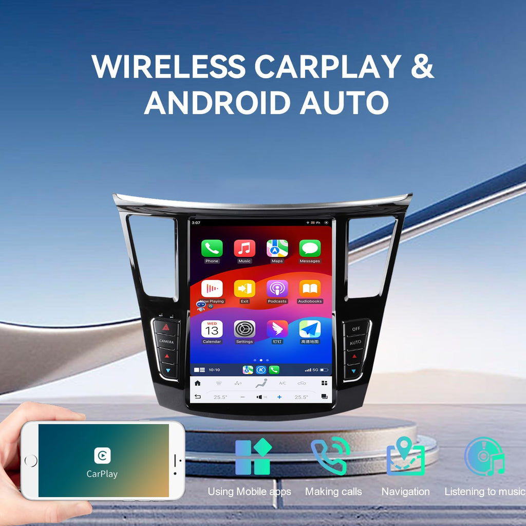 12.1" Car Stereo for Infiniti QX60 2014-2019,Android Radio Head Unit with Tesla Style Wireless CarPlay, Android Auto, GPS Navi, DSP, WiFi, Backup Camera (6+128GB)