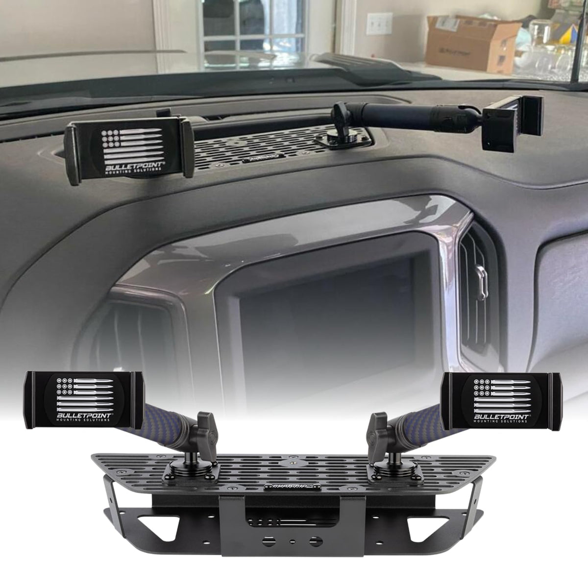 Bulletpoint RubiGrid Dash Mount Platform 2 Phone Holders Bundle Compatible with 2019+ Chevrolet Silverado & GMC Sierra Multi-Device Mount