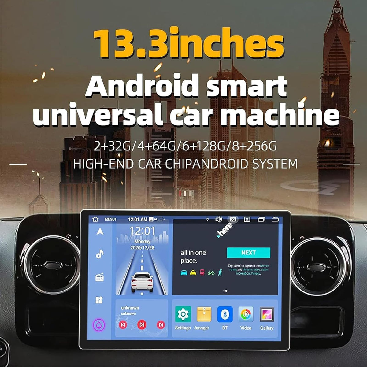 13.3 inch Multifunctional Car Screen for Mercedes-Benz Sprinter (2018-2022),Android Car Radio Stereo,Touch Screen Auto Navigation System with Carplay,8 cores,4+64