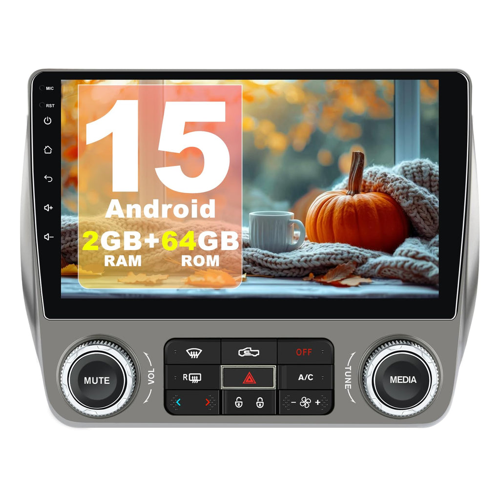 Car Radio for Chevrolet Camaro 2010-2015 Android 15 with 9 inch Touchscreen 2GB+64GB Carplay, Android Auto, Online Navigation, SWC, WiFi, Bluetooth, FM/AM/Radio,DSP