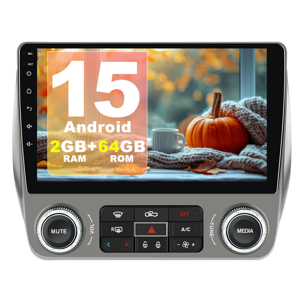 Car Radio for Chevrolet Camaro 2010-2015 Android 15 with 9 inch Touchscreen 2GB+64GB Carplay, Android Auto, Online Navigation, SWC, WiFi, Bluetooth, FM/AM/Radio,DSP