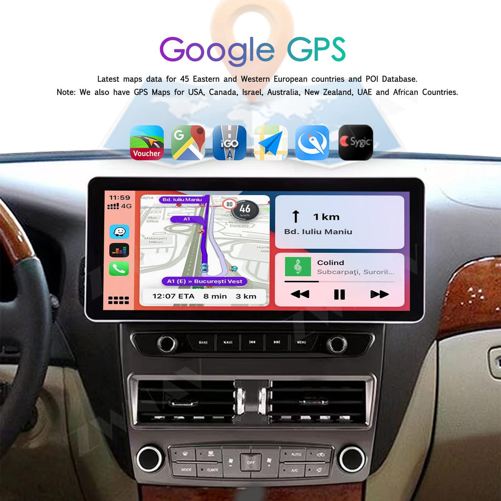 12.3 inch Radio Replacement for Lexus LS430 2004 2005, GPS Navigation Android Head Unit Player,64GB,Wireless Carplay, Bluetooth,WiFi