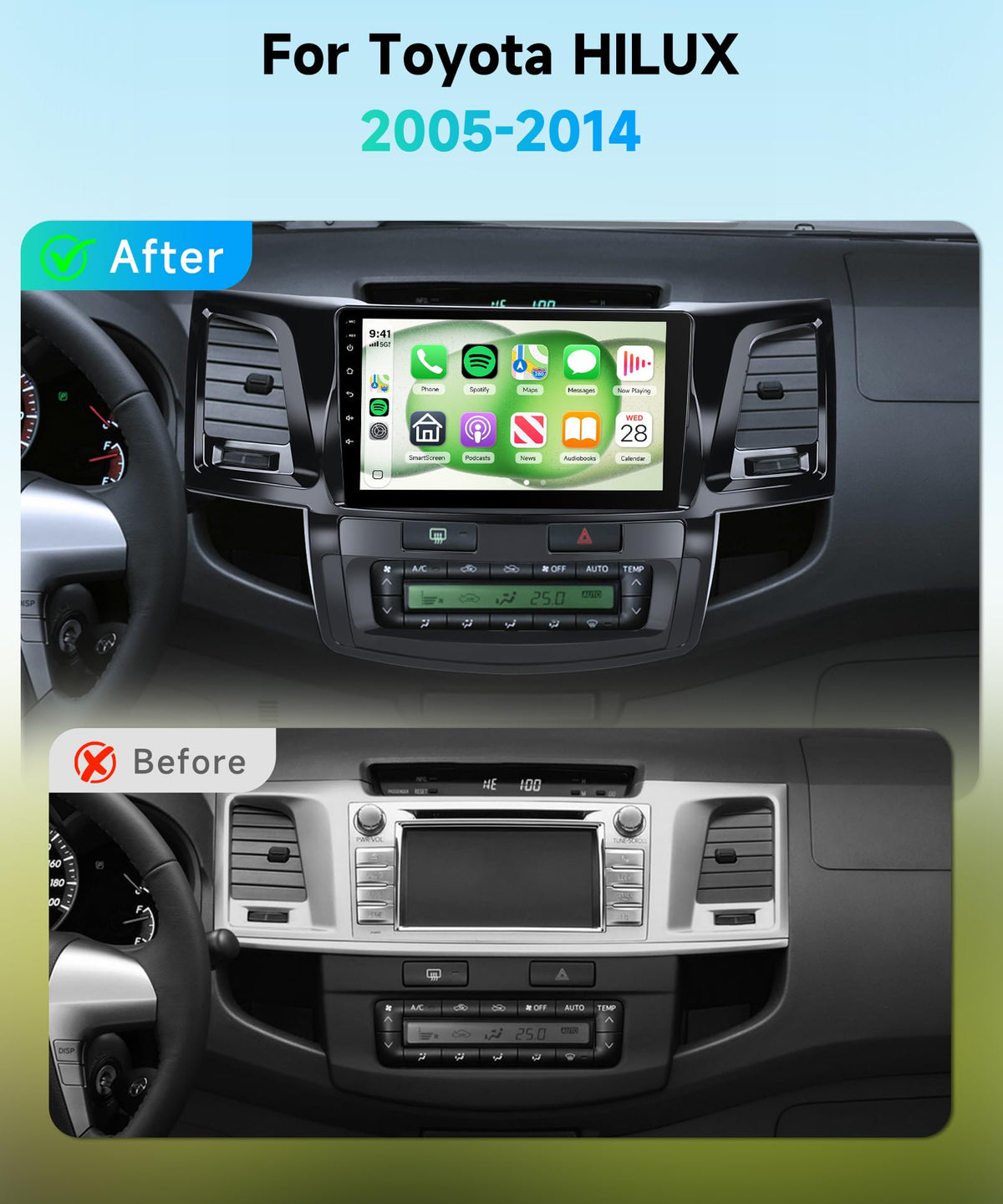 Rimoody 8 Core 6G+128G Car Stereo Radio for Toyota Fortuner Hilux 2005-2014