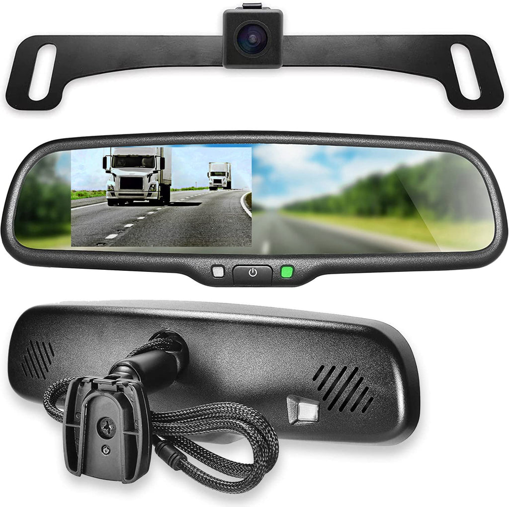 Master Tailgaters 10.5" OEM Rear View Mirror with 4.3" LCD Screen + OnStar Buttons for Existing Wiring | Rearview Universal Fit | Auto Adjusting Brightness LCD | Anti Glare | Full Mirror Replacement