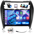 [8 Core 4+64] Android 13 Car Stereo for Toyota Camry 2012 2013 2014-10 inch IPS Touchscreen Radio with Carplay & Android Auto - 4G SIM Card/DSP 32EQ / FM AM RDS/Bluetooth 5.1 + AHD Backup Camera