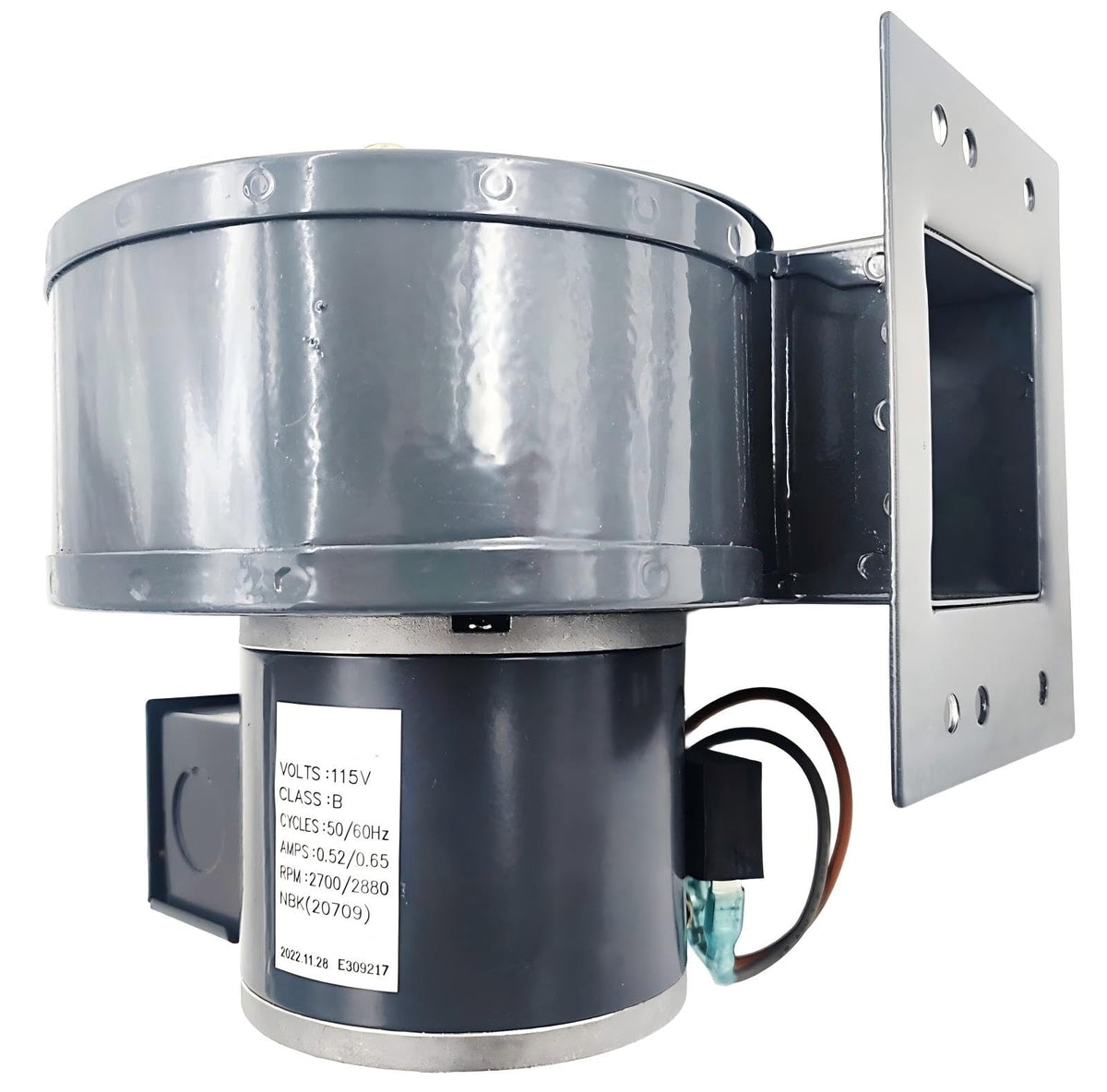 1TDP5A HVAC & Refriaeration Draft Inducer Square Blower NBK20709 1Tdp5 50752-D500 7021-3467 2C610 - HVAC Draft Inducer Blower Motor - 1 Phase Direct, Rolled Steel 115V 50/60HZ 0.52/0.65A 2700/2880 RPM