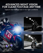 Y5 5" Motorcycle CarPlay Screen, Wireless Android Auto, Dual 1080P Motorcycle Dash Cam Front and Rear with TPMS, IP67 Waterproof, 5G Wi-Fi & App, 64GB Card Included, GPS, Parking Monitor, Night Vision