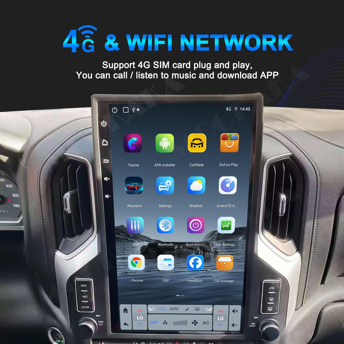 17" Qualcomm Android 13 Car Radio for Chevrolet Silverado GMC Sierra 2019-2023 Stereo Upgrade Tesla Style Dash IPS Touch Screen GPS Navigation Head Unit Audio Multimedia Player(8+128GB)