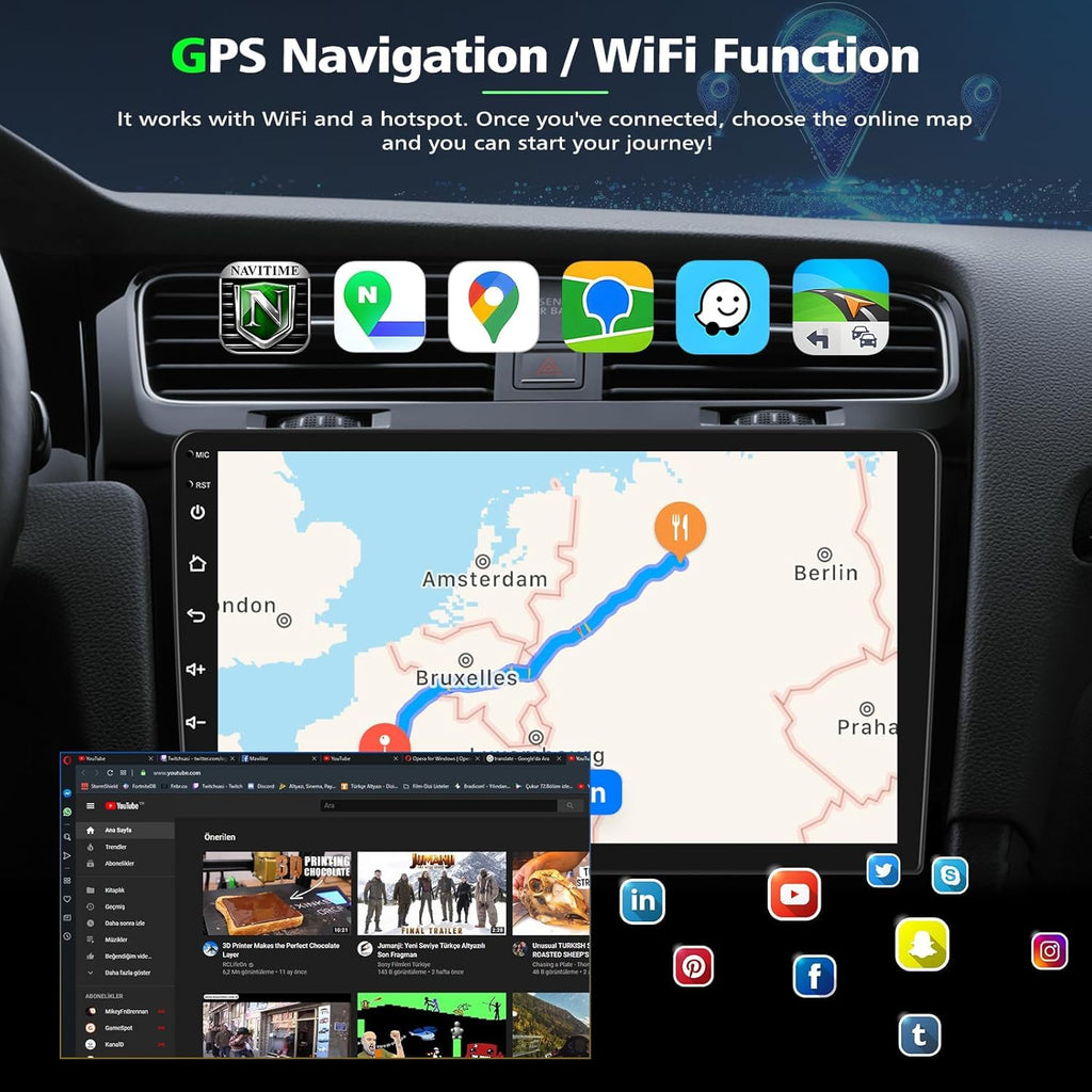 Android 14 Car Radio for Chevrolet Malibu 2008-2012 10 Inch Touch Screen Car Stereo with Wireless Carplay Android Auto GPS Navigation WiFi Bluetooth Backup Camera, 2G+32G