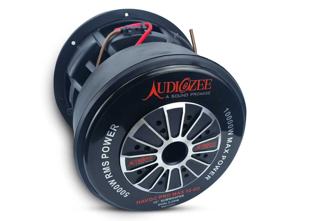 Audiozee Havoc Pro Max 12" 5000W RMS/10000W Max – Dual 2 Ohm Subwoofer, 4" 4-Layer Flat Aluminum Voice Coil, Kevlar Fiber Cone, Competition Grade Design