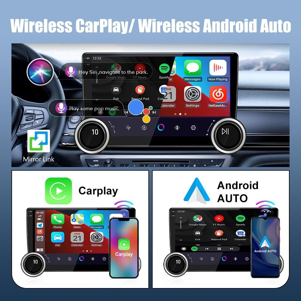 for Chevrolet Cruze 2008-2016 Display Knobs CarPlay/Android Auto Autoradio Android FM Radio Car Navigation Stereo Pad Player GPS 10.1" QLED Touch Screen BT WiFi 2 Din Headunit Tablet Quad Core 2G+64G