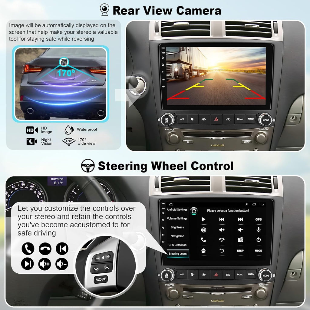Car Radio Stereo for Lexus IS250 IS350 2006 2007 2008 2009 2010 2011 2012,10" QLED Touchscreen with Wireless CarPlay & Android Auto& Mirror Link,4G+64GB Fast Android 15 System