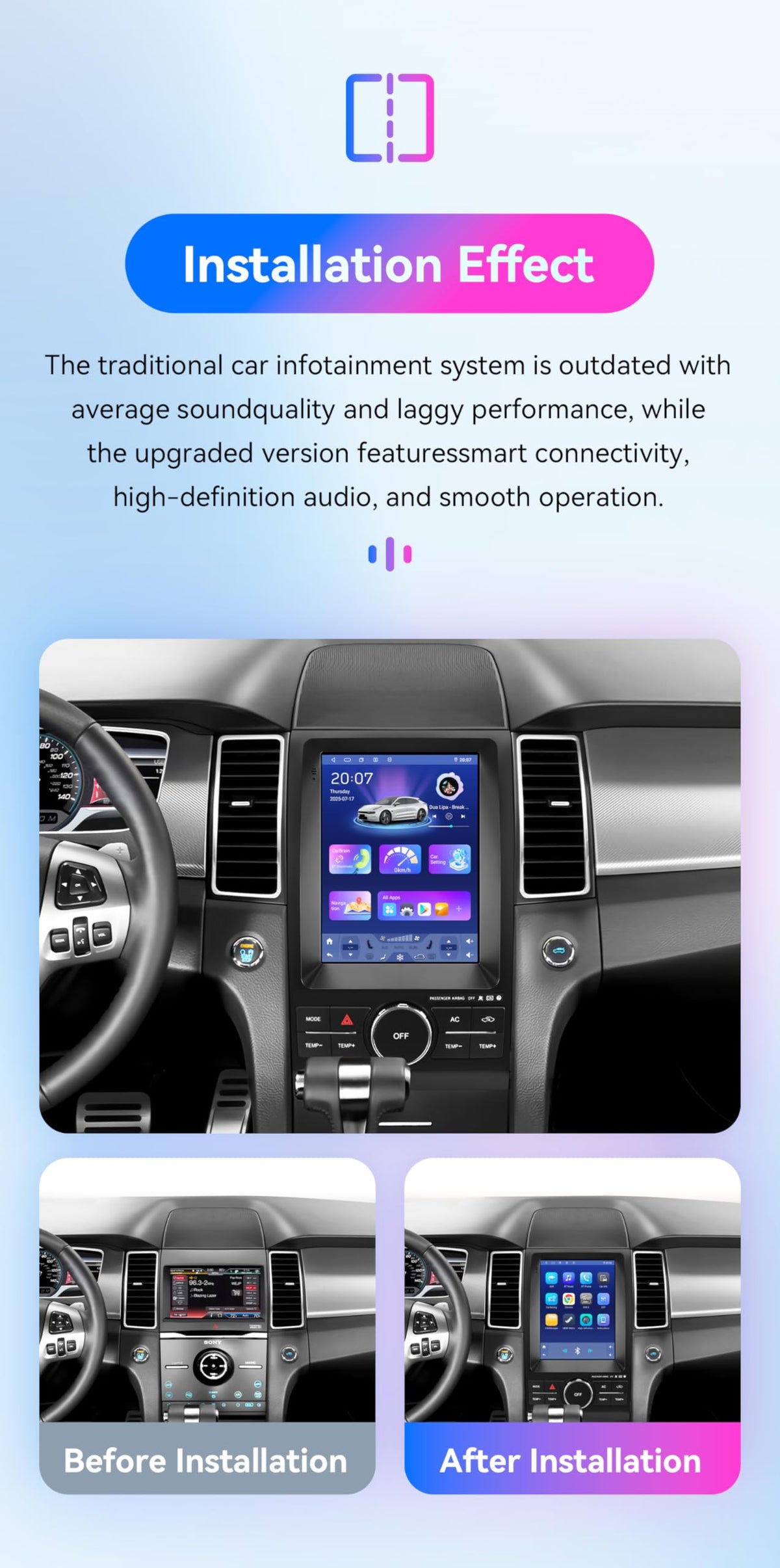 Android 14 Stereo Car Radio for Ford Taurus (2012-2016), 8Core 4G+64G GPS Navigation with 9.7 inch QLED Touchscreen via Carplay Android Auto SWC Bluetooth 5.4 EQ USB TPMS WiFi