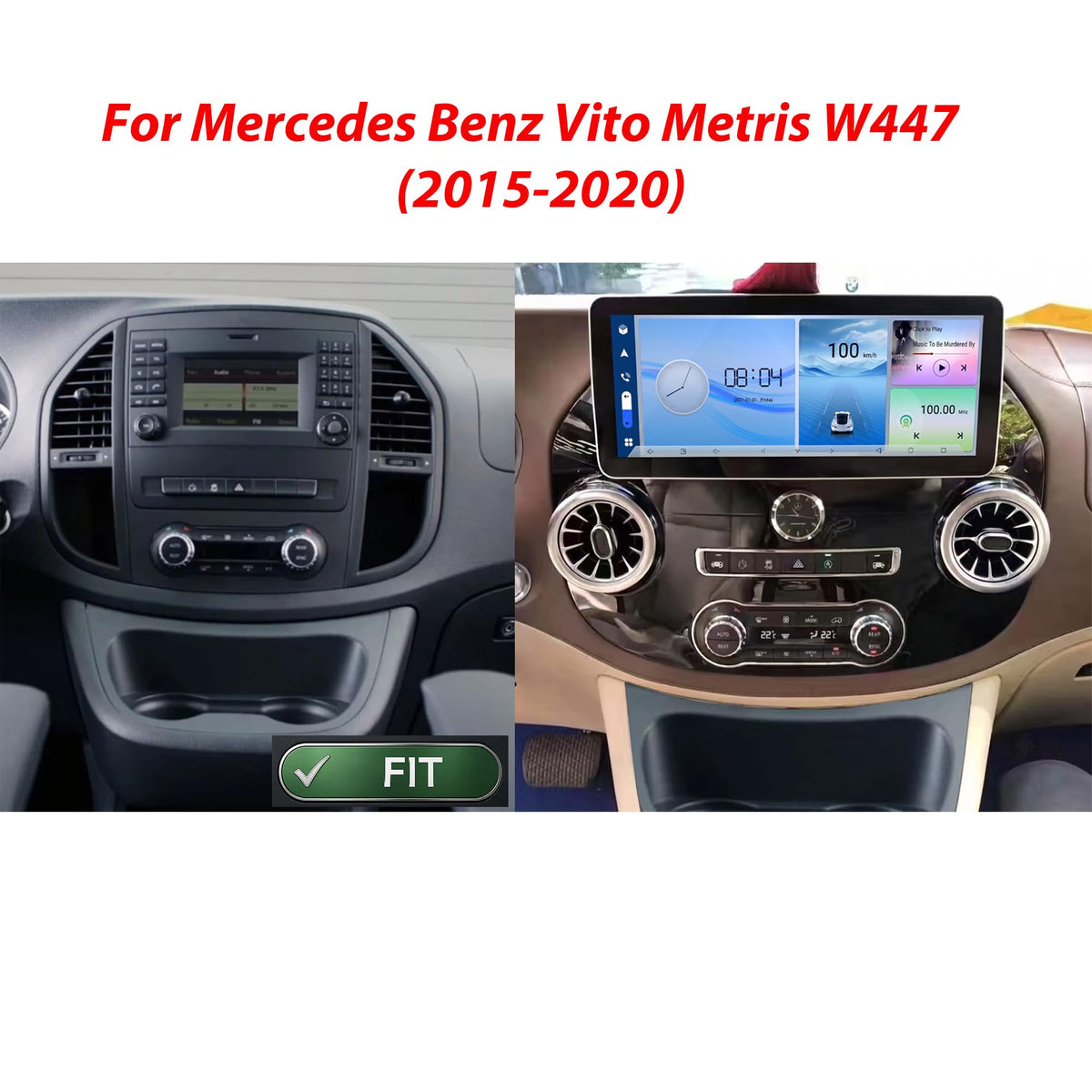 12.3" Car Stereo for Mercedes Benz Vito Metris W447 (2015-2020), Android Car Radio with Wireless CarPlay, Android Auto, GPS Navigation, Bluetooth (8GB+128GB)