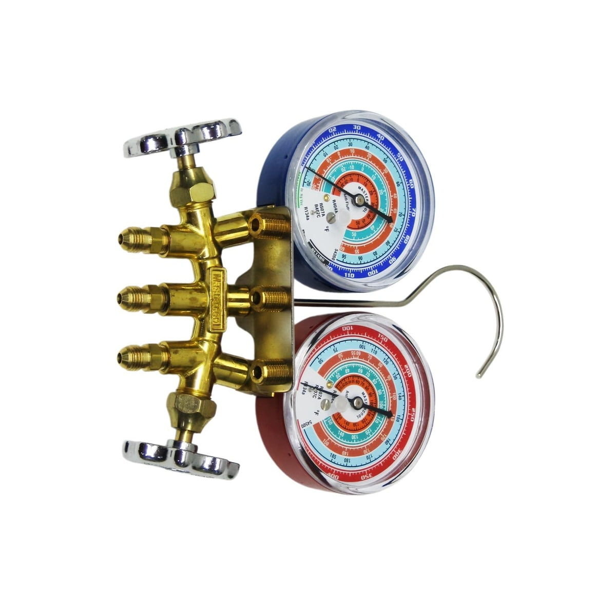 R404A,R507A,R134A 2-Way Manifold Gauge Set with 72" Ball Valve Hoses