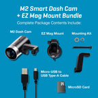 Escort M2 Smart Dash Cam (1080P) + Escort EZ Mag Mount for Radar Detectors