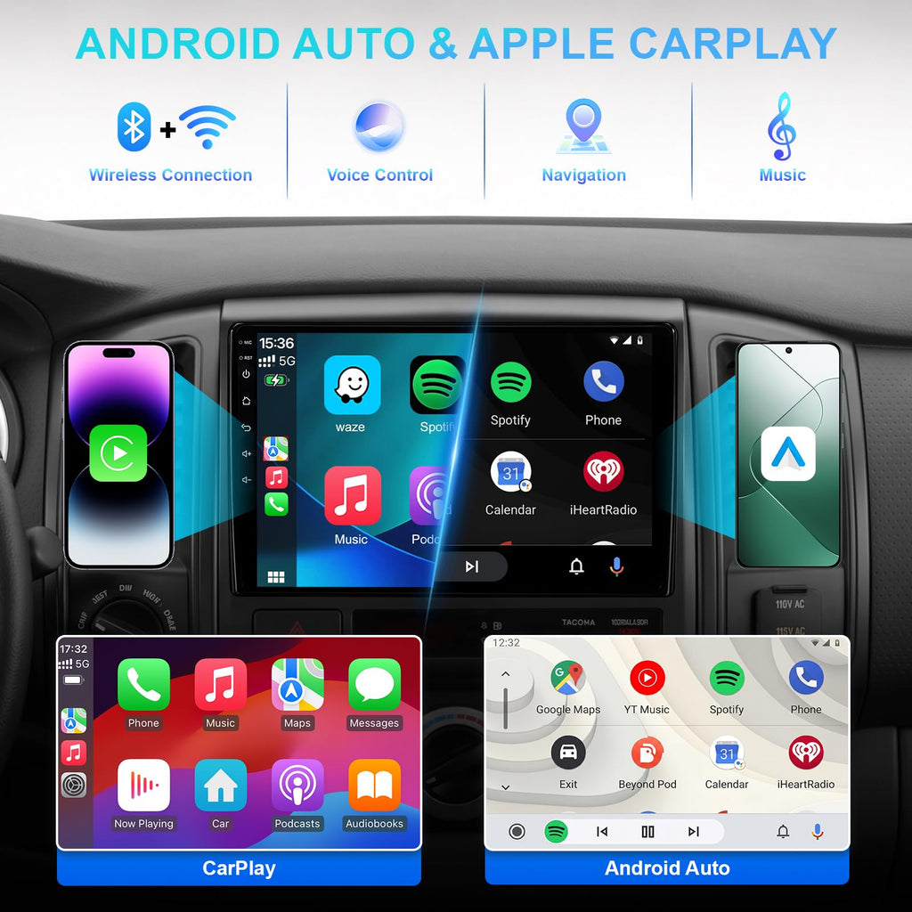 8 Core 64GB ROM Car Radio Stereo for Toyota Tacoma 2005-2015, 9" QLED HD Touch Screen Android 13 Head Unit with Carplay/Android Auto/5GHz WiFi/DSP/1080P Backup Camera/SWC/AM & FM Radio
