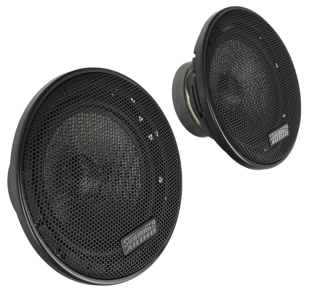 Sundown Audio SA-6.5CS v.3 6.5 in 125-Watt Car Audio Component Speakers, Silk Dome Tweeters, Carbon Fiber Cones, Adjustable Crossovers, for Vehicle Sound Systems, 4-Piece