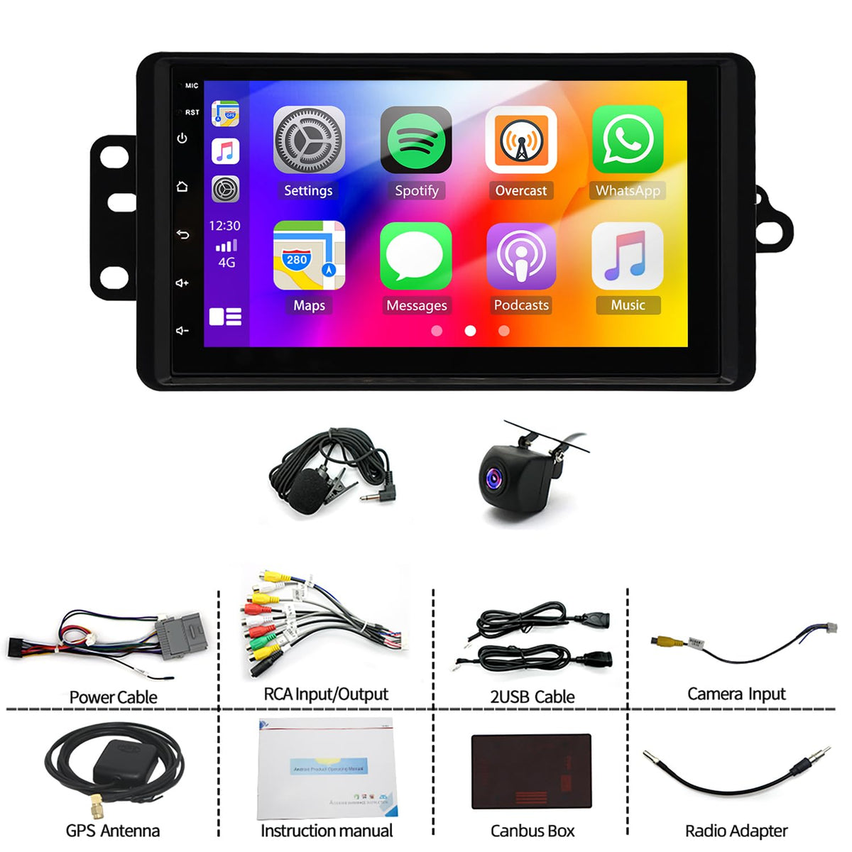 4+64G Double Din Car Stereo Upgrade for GMC Canyon 2004-2008 Android 14 Radio Replacement 7" IPS Touch Screen Head Unit w/Wireless CarPlay Android Auto GPS Navi Bluetooth WiFi FM RDS SWC Backup Camera
