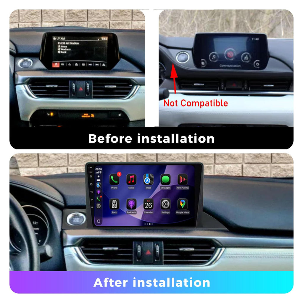 for Mazda 6 GL 2016 2017 2018 Radio Update Car Stereo Replacement with Carplay & Android Auto 8-Core 2+32G Head Unit 9-Inches 1280x720 IPS Touch Screen Bluetooth